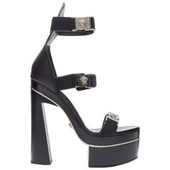 new VERSACE Medusa Tri-Strap nylon silver clasp buckle chunky platform EU38