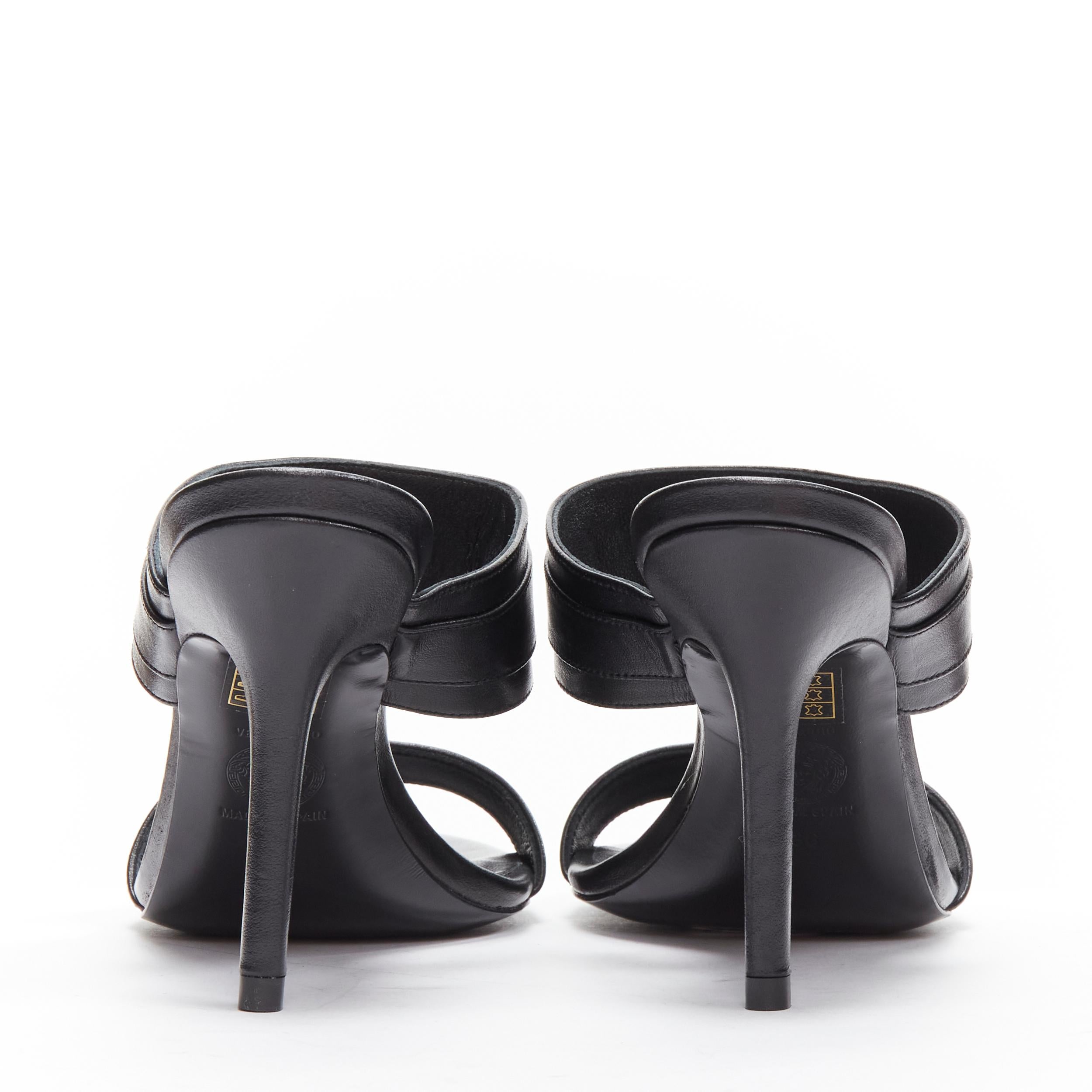 Women's new VERSACE Medusa Tribute gold buckle black leather high heel sandal EU36