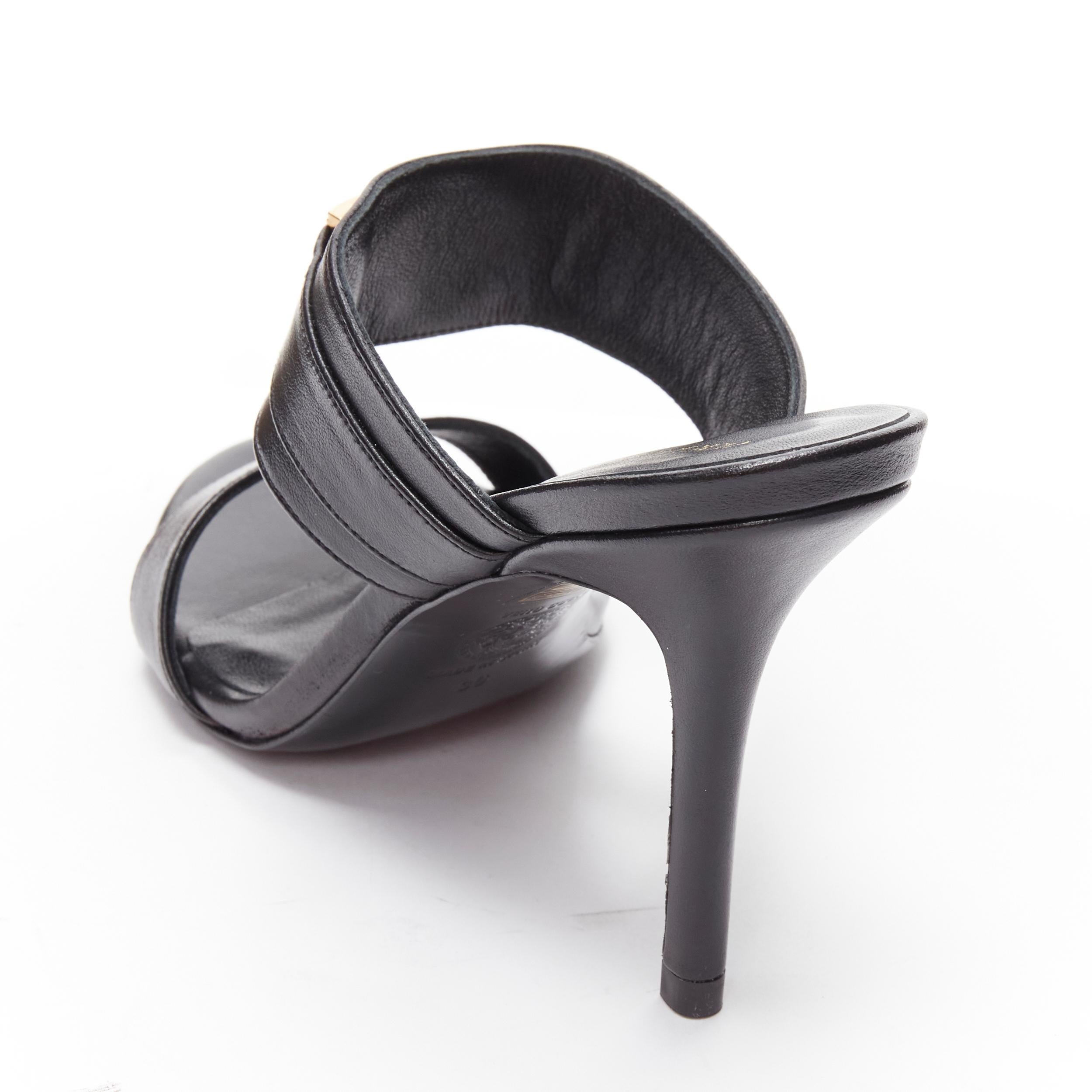 new VERSACE Medusa Tribute gold buckle black leather high heel sandal EU36 3