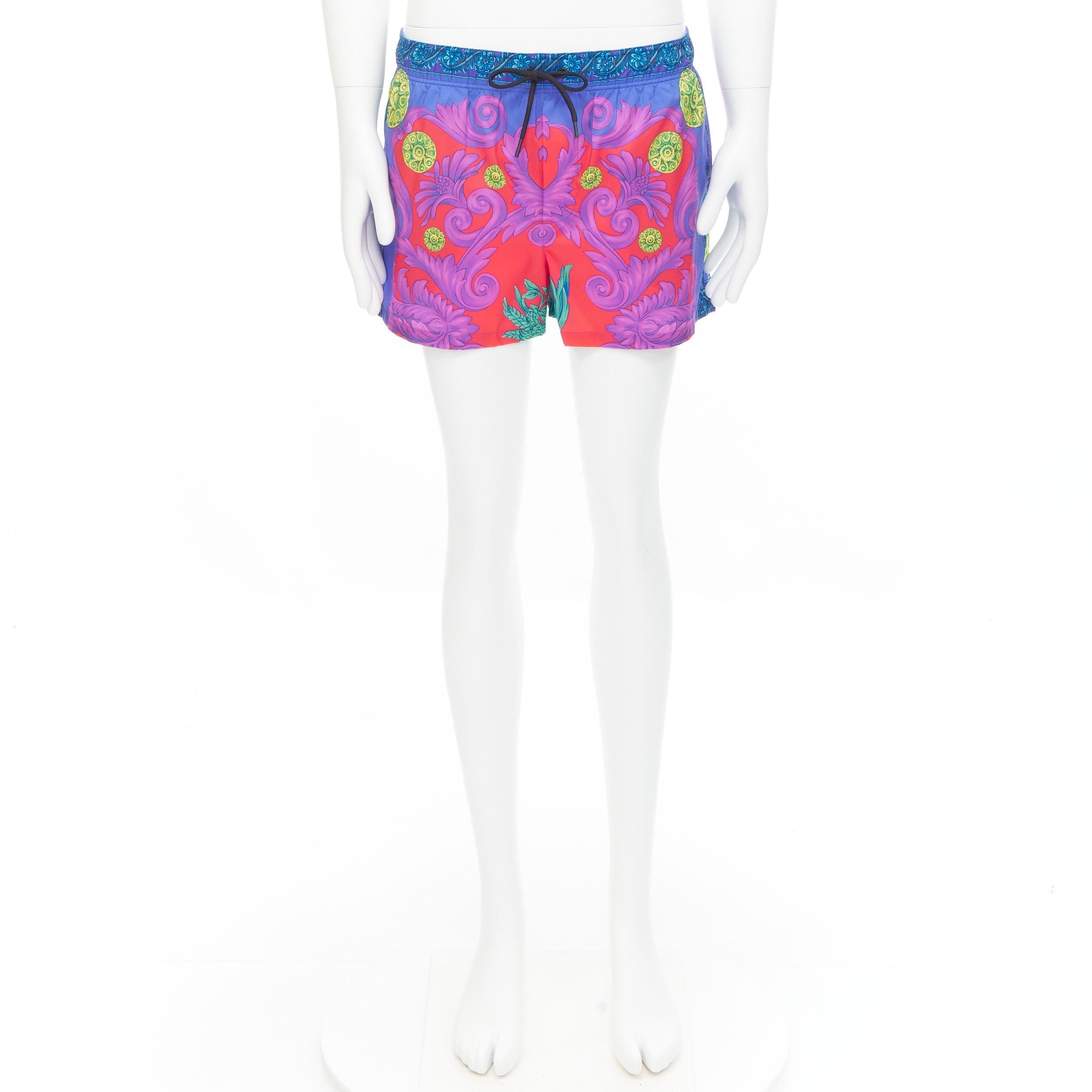 new VERSACE Medusa Trionfo Garden blue purple Barocco print swim shorts IT4 M For Sale 4