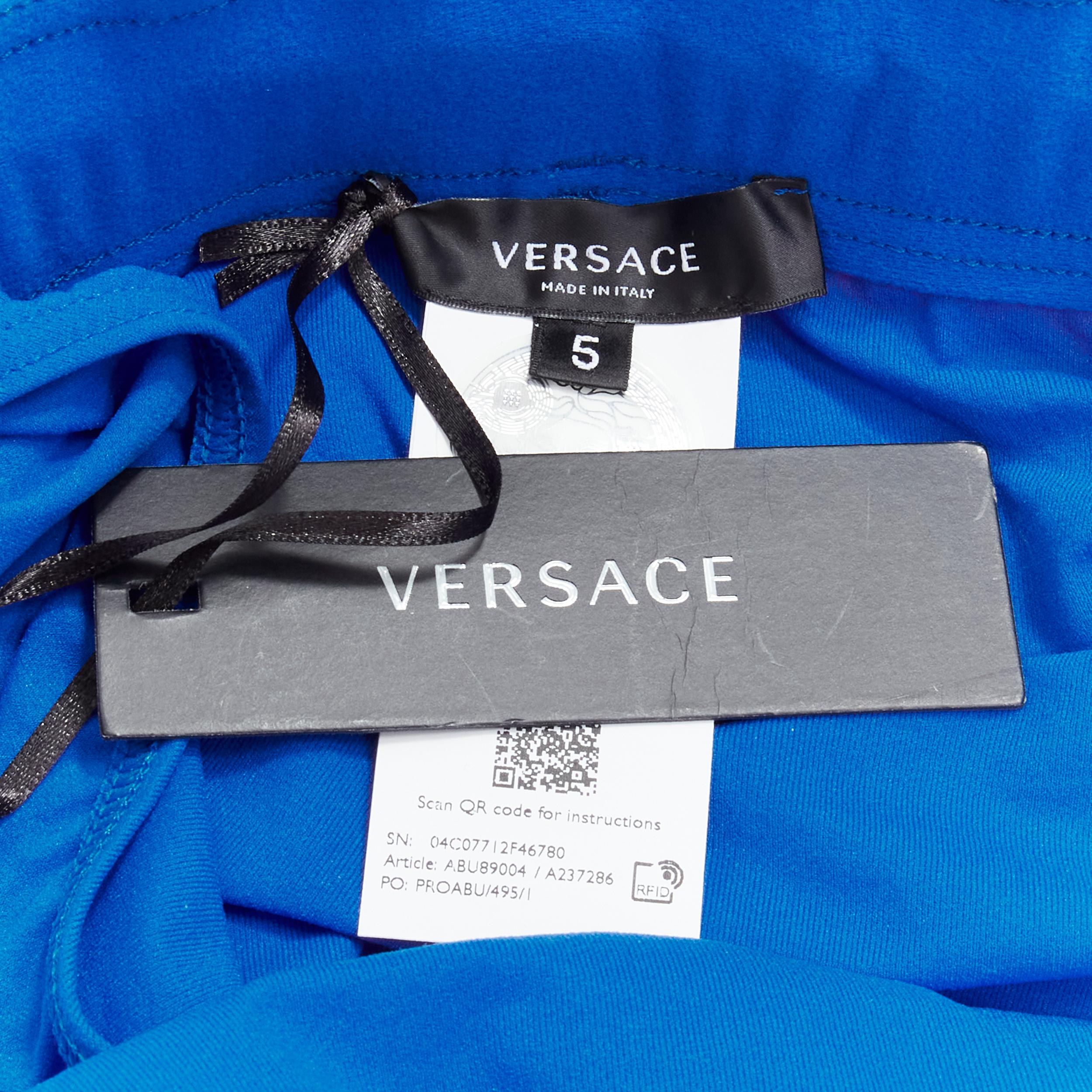new VERSACE Medusa Trionfo Garden blue purple Barocco swim trunk shorts IT5 L For Sale 2