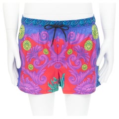 Neu VERSACE Medusa Trionfo Garten blau-lila Barock-Swimmingstauben-Shorts IT5 L