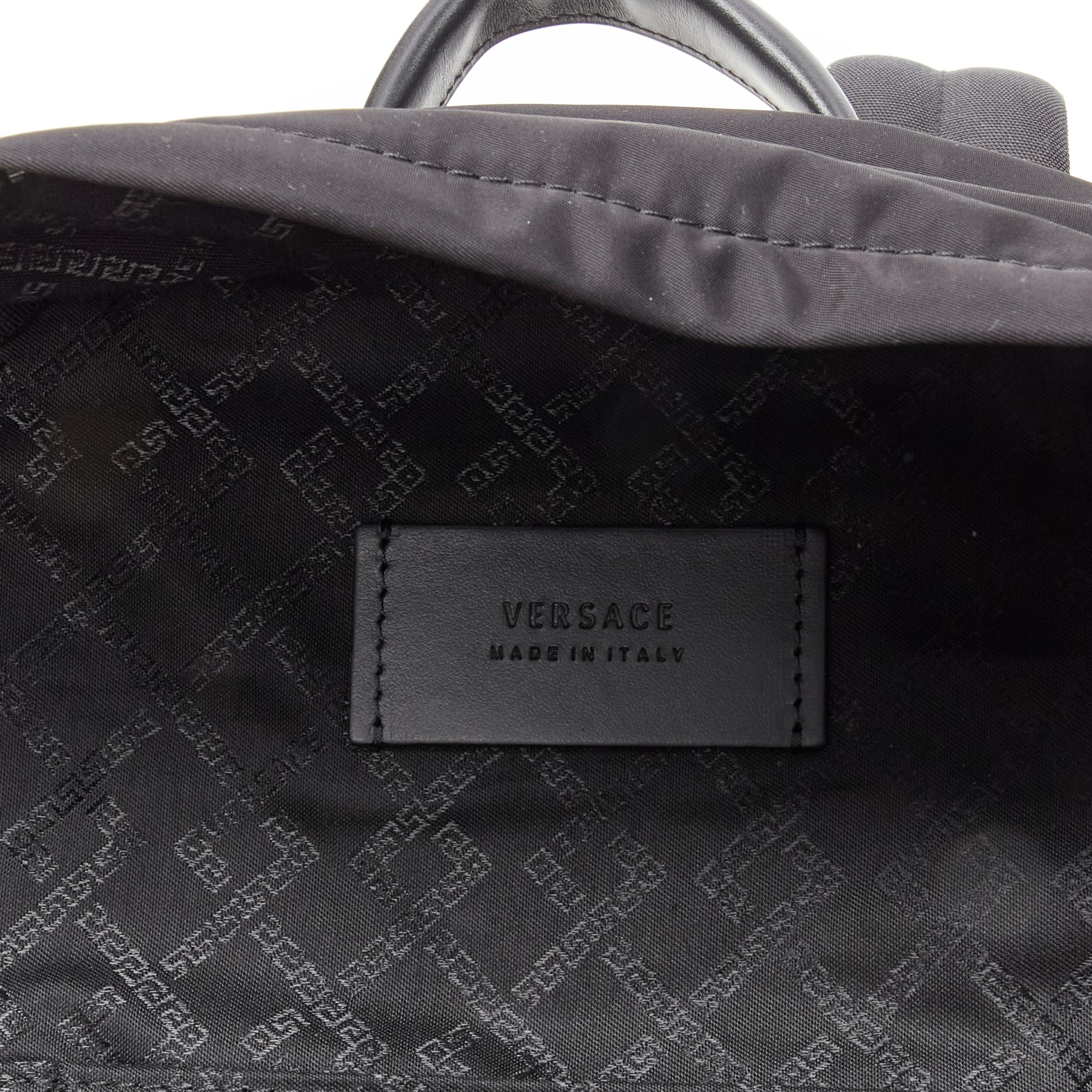 new VERSACE Medusa Western Starburst embroidered black nylon backpack For Sale 2