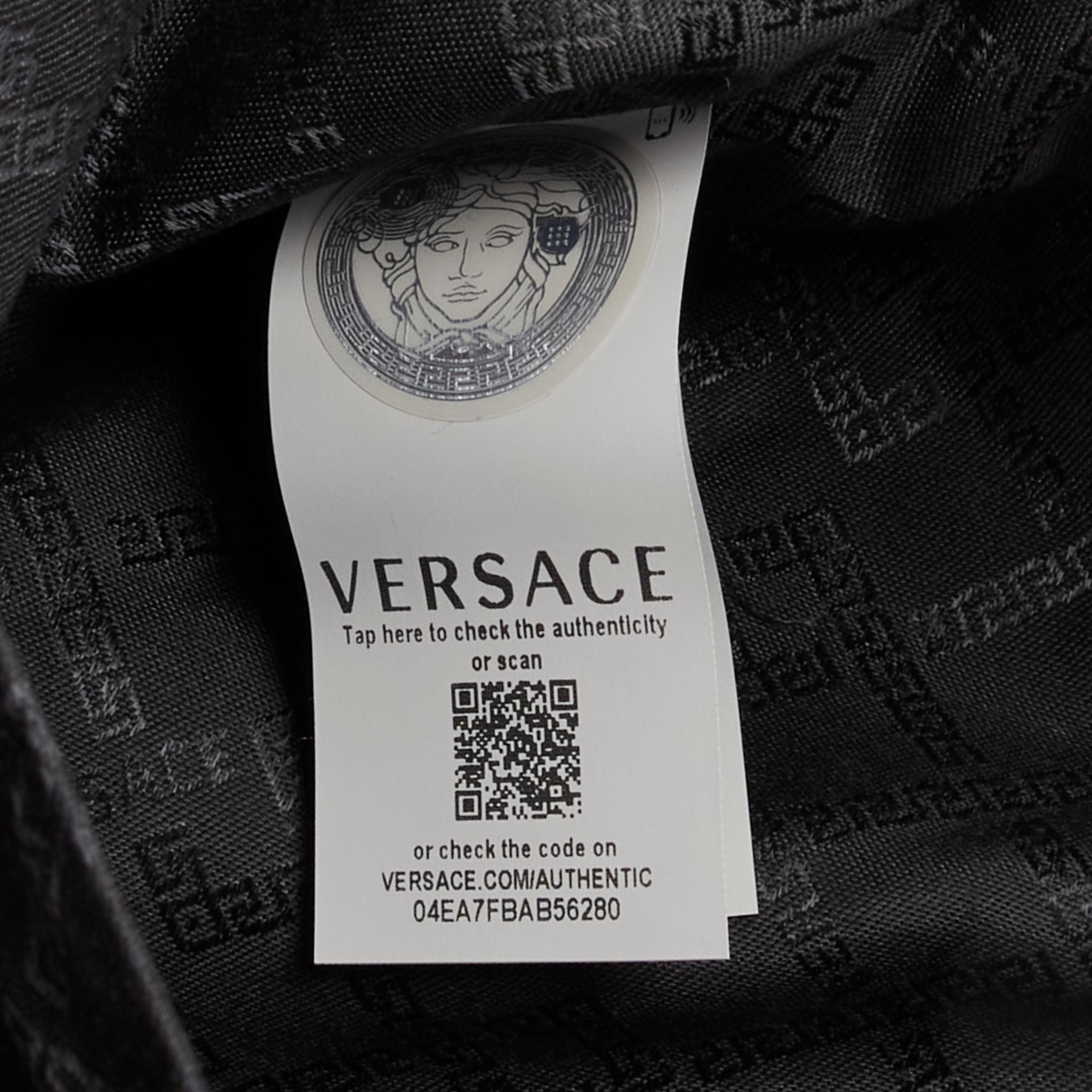 new VERSACE Medusa Western Starburst embroidered black nylon backpack For Sale 3