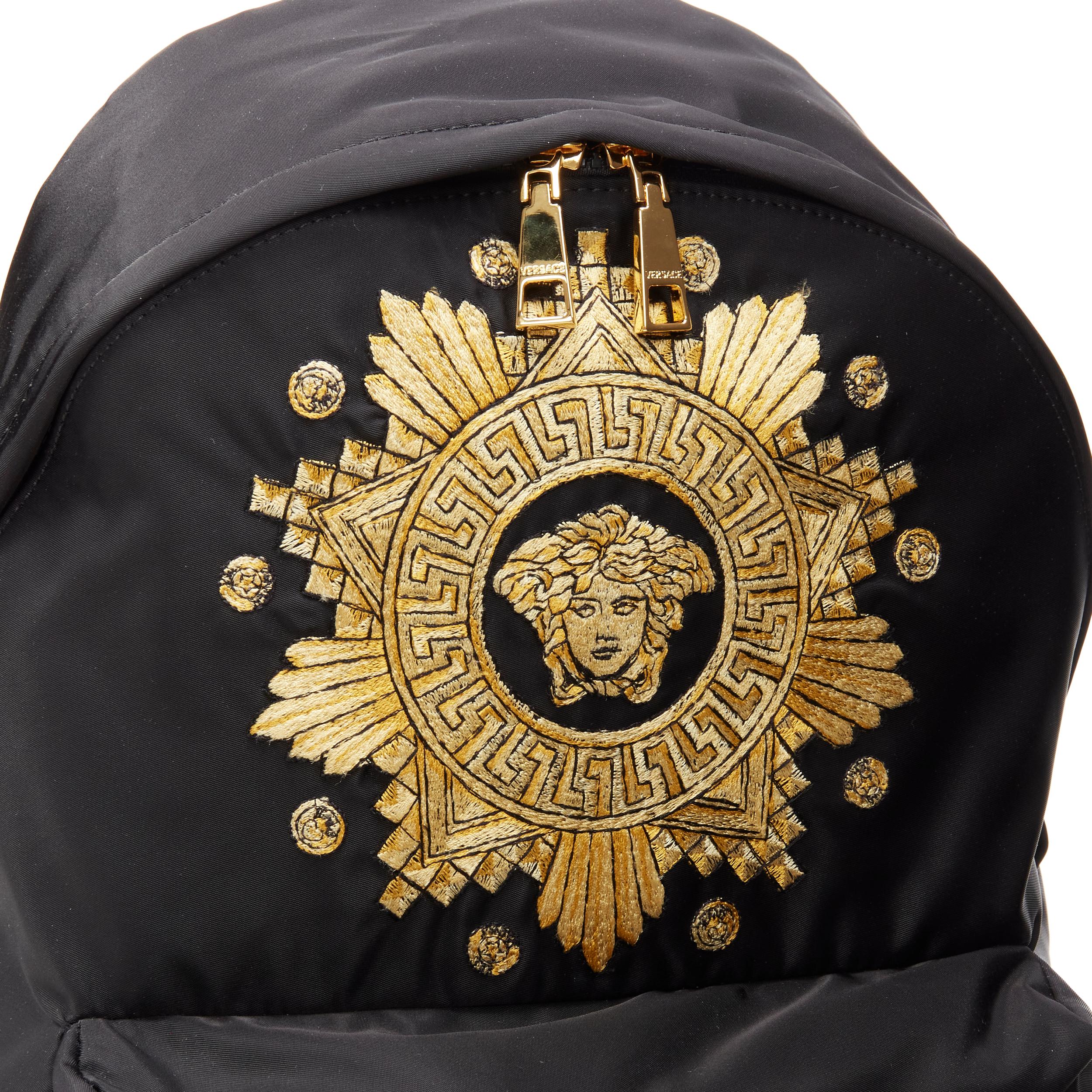 Black new VERSACE Medusa Western Starburst embroidered black nylon backpack For Sale