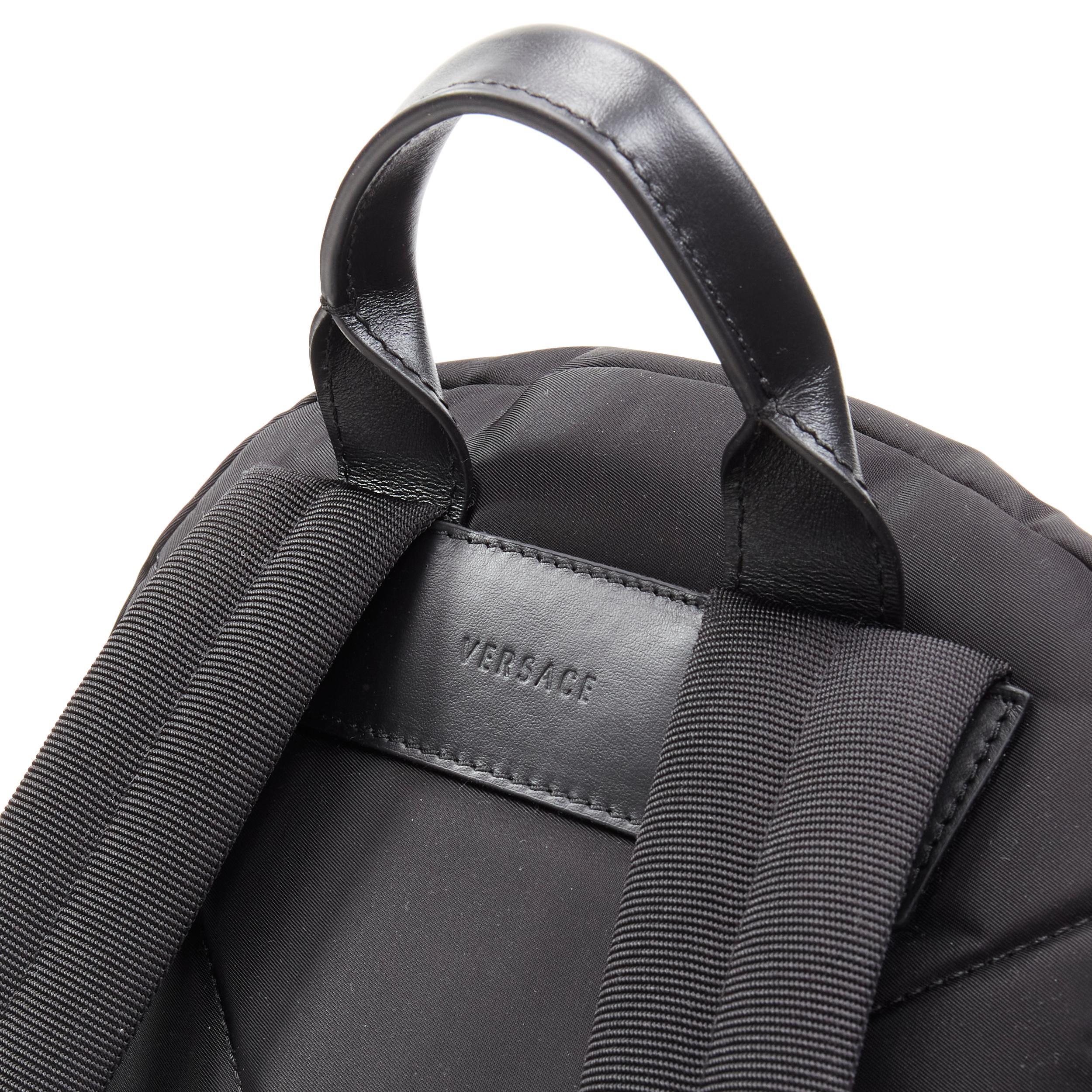 new VERSACE Medusa Western Starburst embroidered black nylon backpack For Sale 1