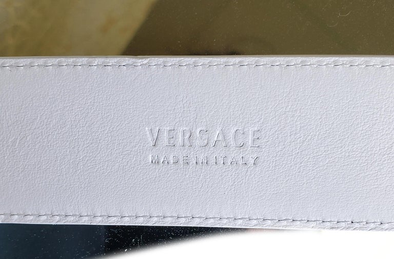 NEW VERSACE MEDUSA WHITE LEATHER Belt 75/30, 95/38 at  display picture 3