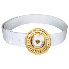 Versace - Ceinture MEDUSA en cuir blanc, état neuf, taille 75/30, 95/38