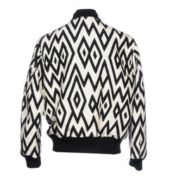 New Versace Men's Wool White Black Geometric Design Padded Bomber Jacket 52 - 42