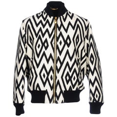 New Versace Men's Wool White Black Geometric Design Padded Bomber Jacket 52 - 42