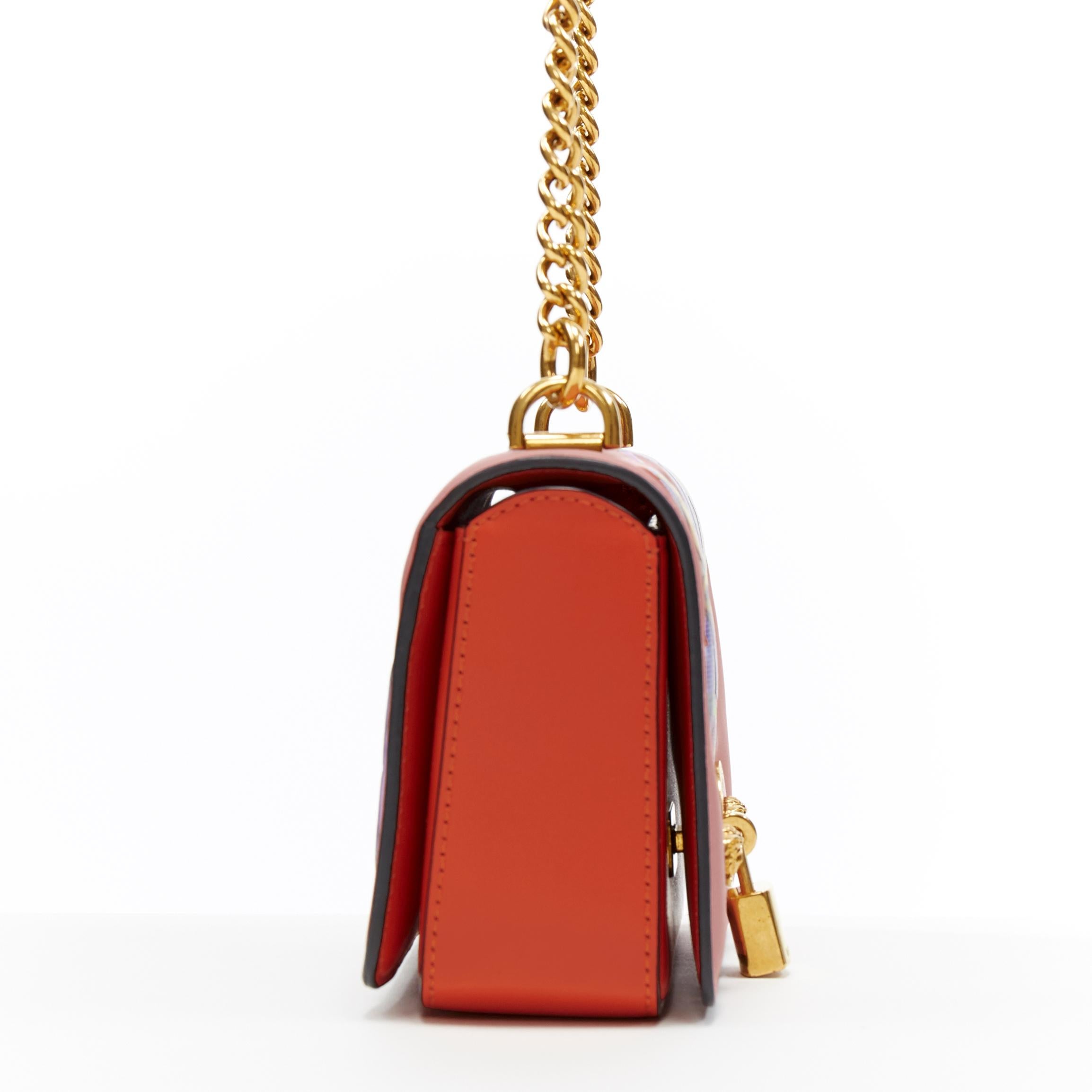 Beige new VERSACE Mini Icon pink baroque swarovski crystal embellished flap bag