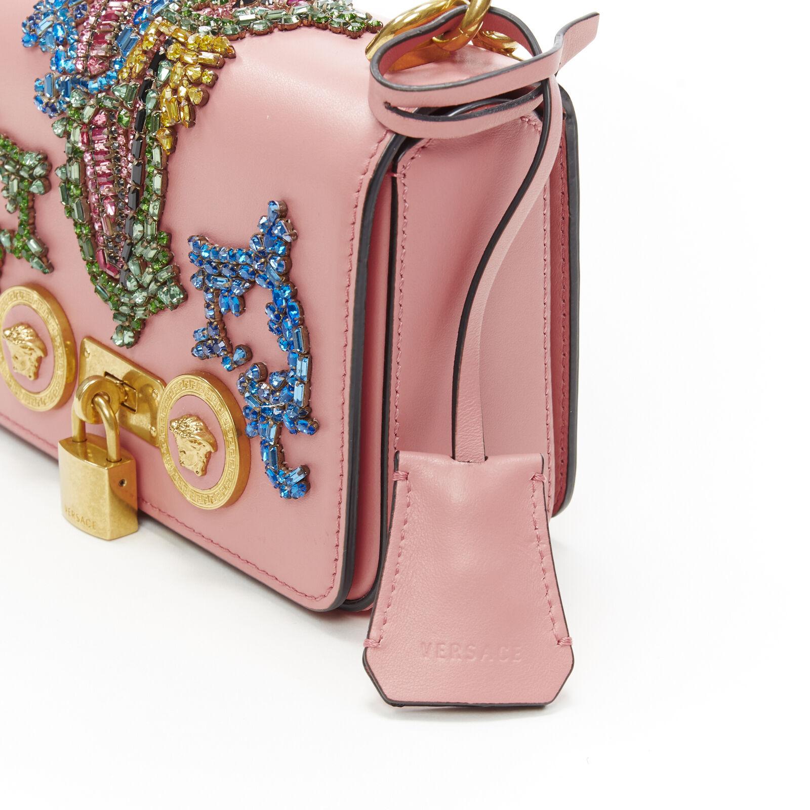New VERSACE Mini Icon pink baroque Swarovski crystal embellished shoulder bag 2