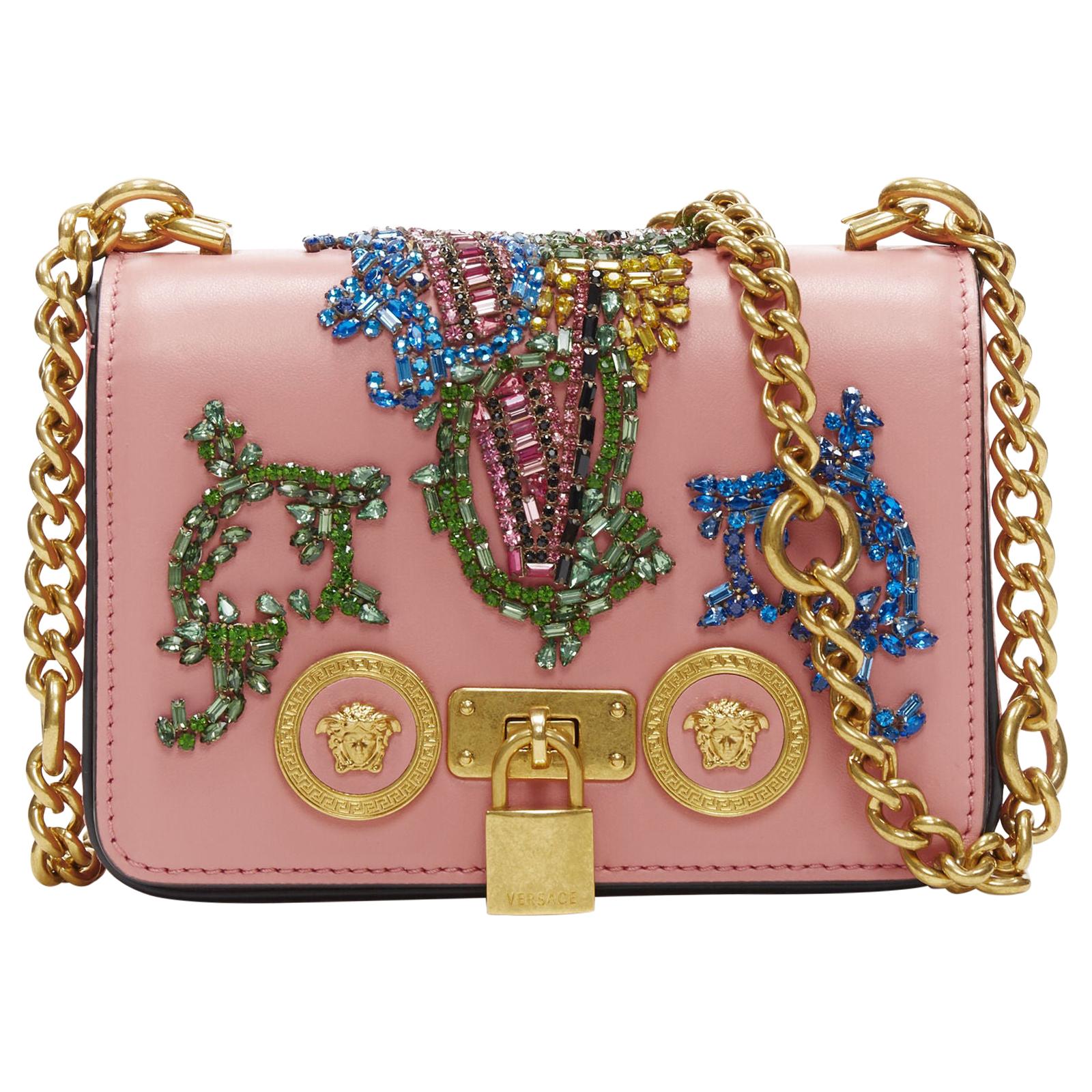 New VERSACE Mini Icon pink baroque Swarovski crystal embellished shoulder  bag at 1stDibs | versace icon bag, versace colorful bag, versace swarovski  bag