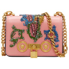 nouveau VERSACE Mini Icon sac à bandoulière rose baroque embelli de cristaux swarovski