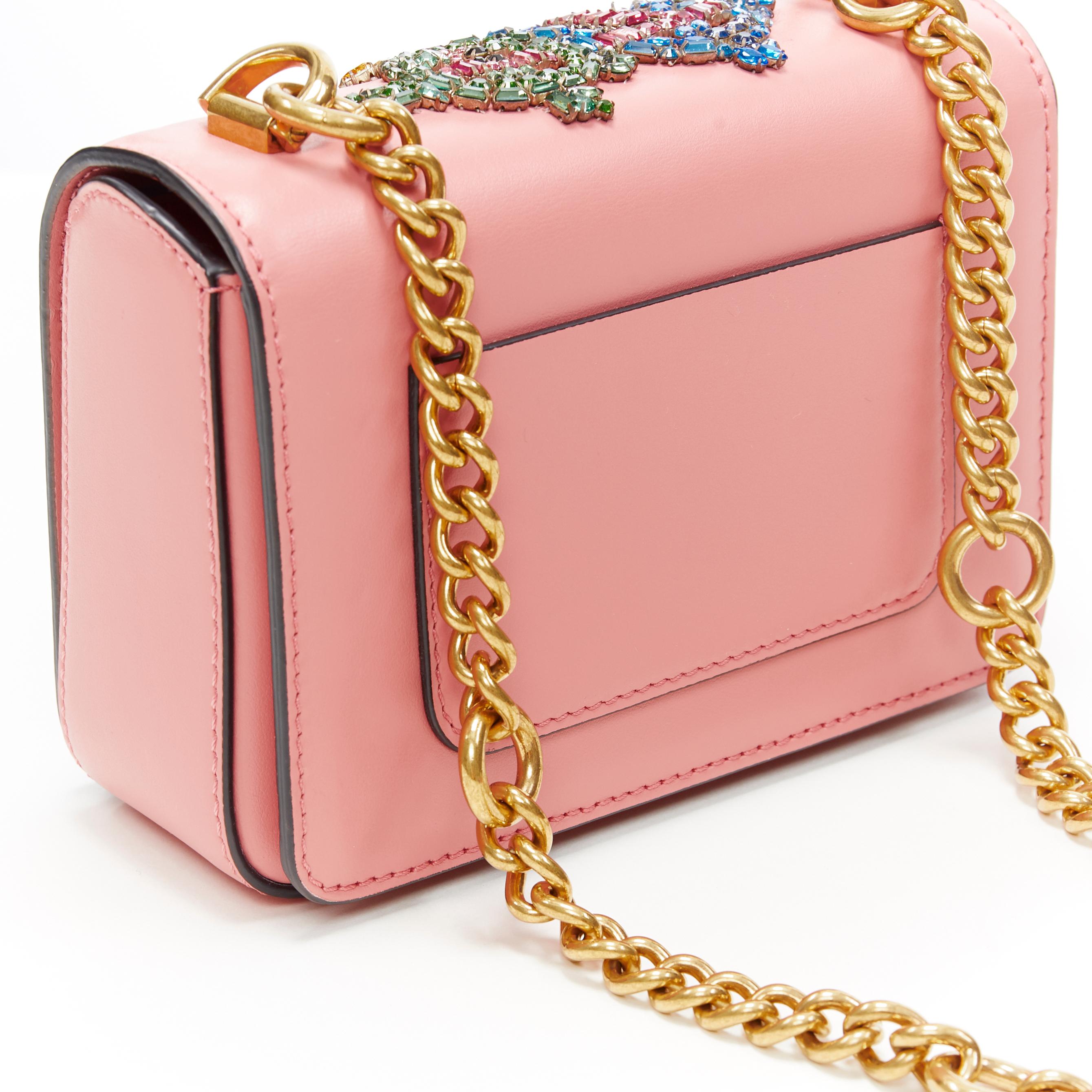 new VERSACE Mini Icon pink baroque Virtus V crystal embellished shoulder bag 4