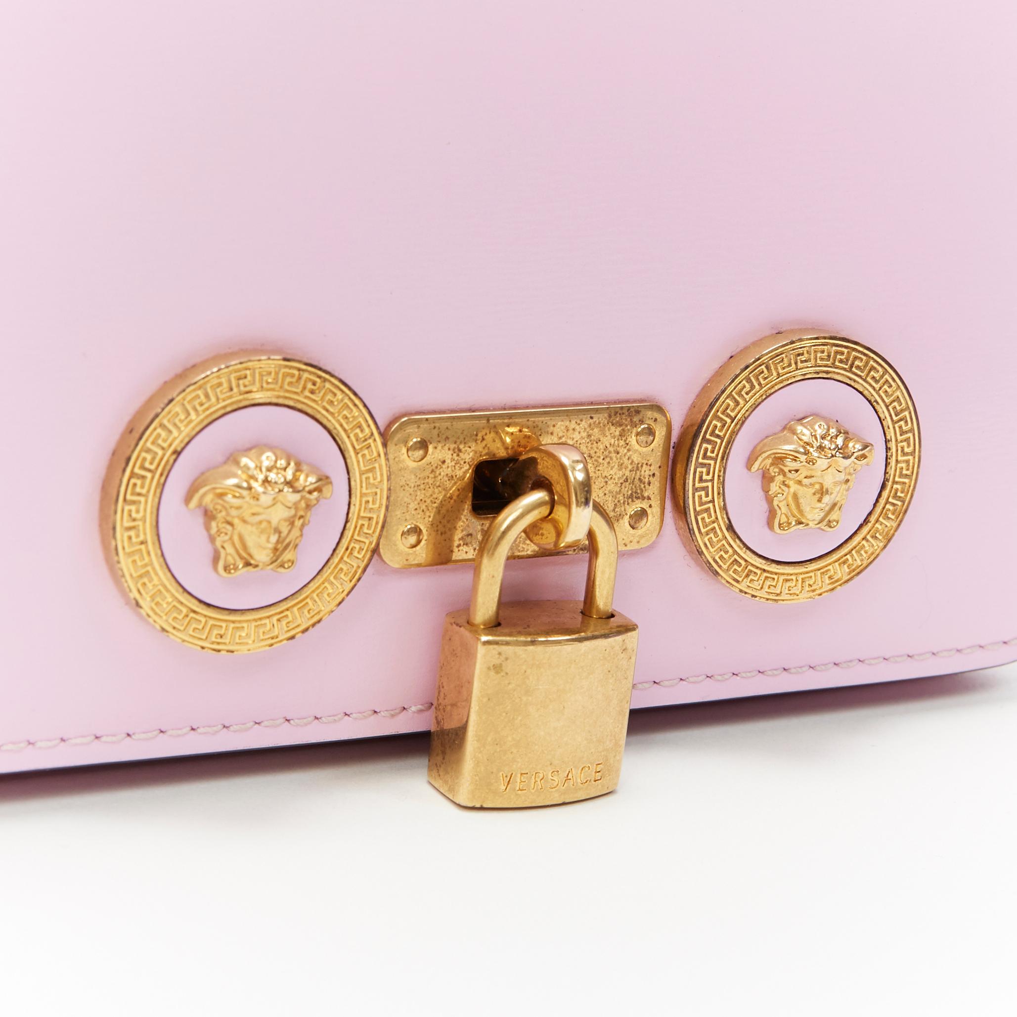 new VERSACE Mini Icon pink gold-tone Medusa turnlock Greca chain shoulder bag 1