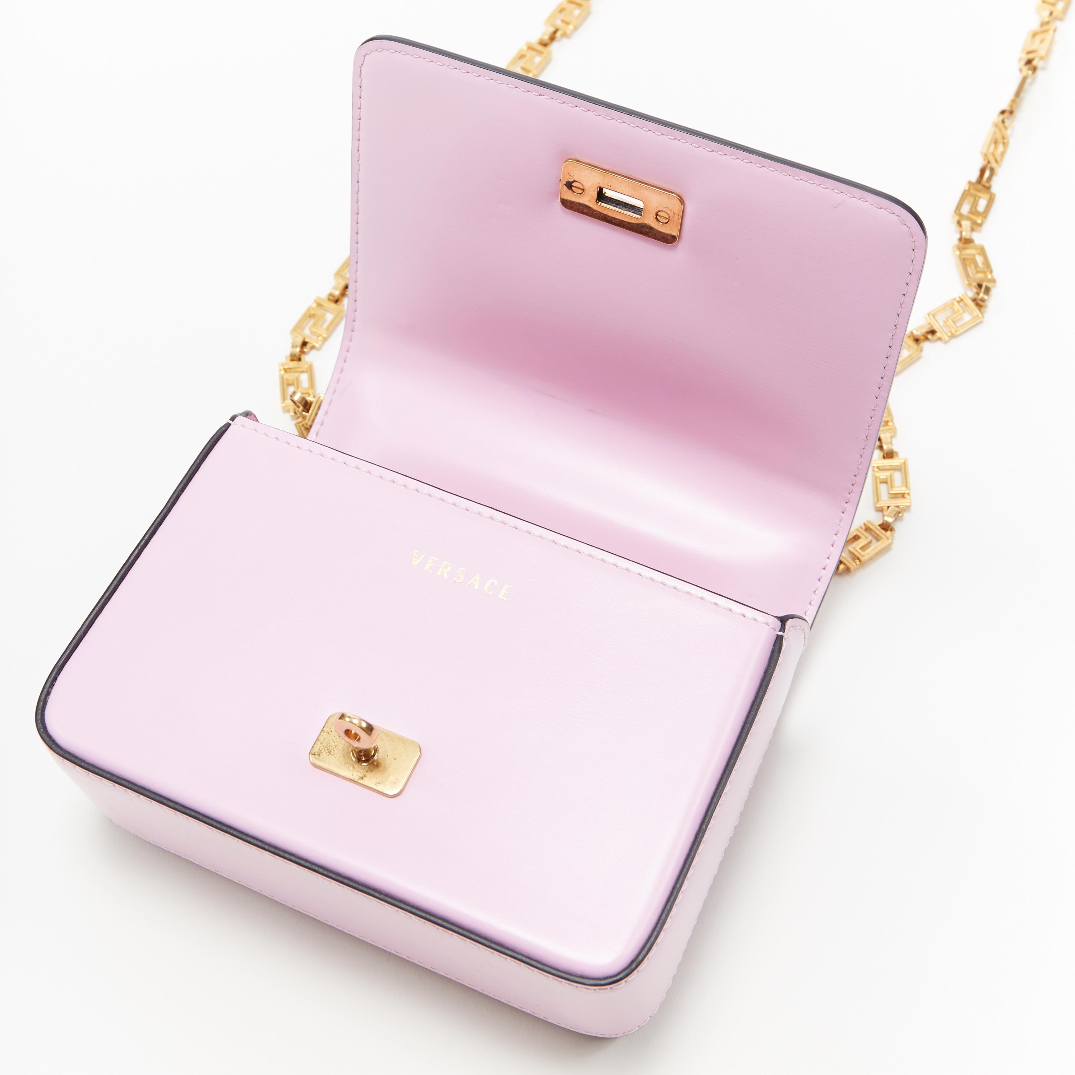 new VERSACE Mini Icon pink gold-tone Medusa turnlock Greca chain shoulder bag 3