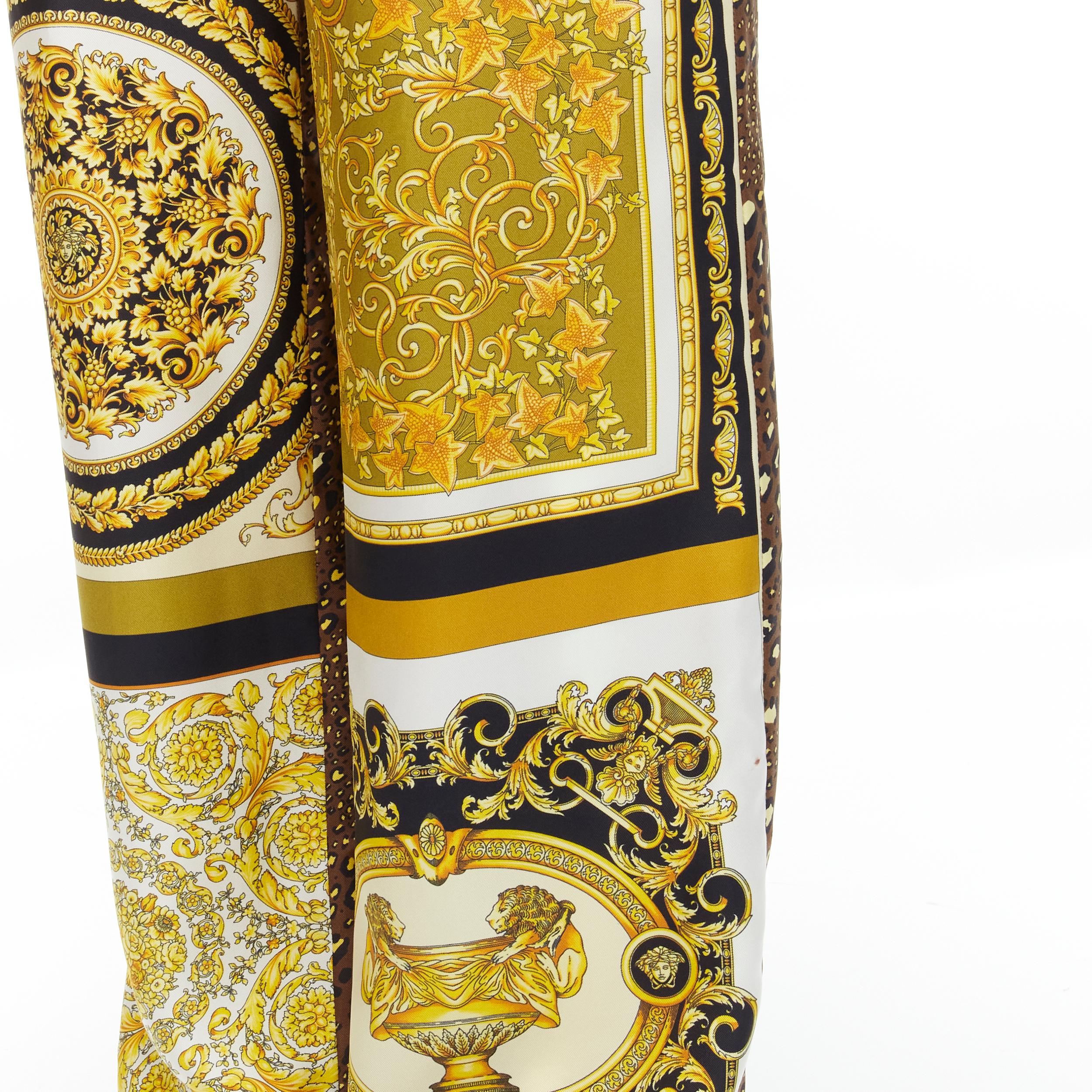 new VERSACE Mosaic Barocco 2021 silk gold baroque leopard relaxed pants IT46 S For Sale 2