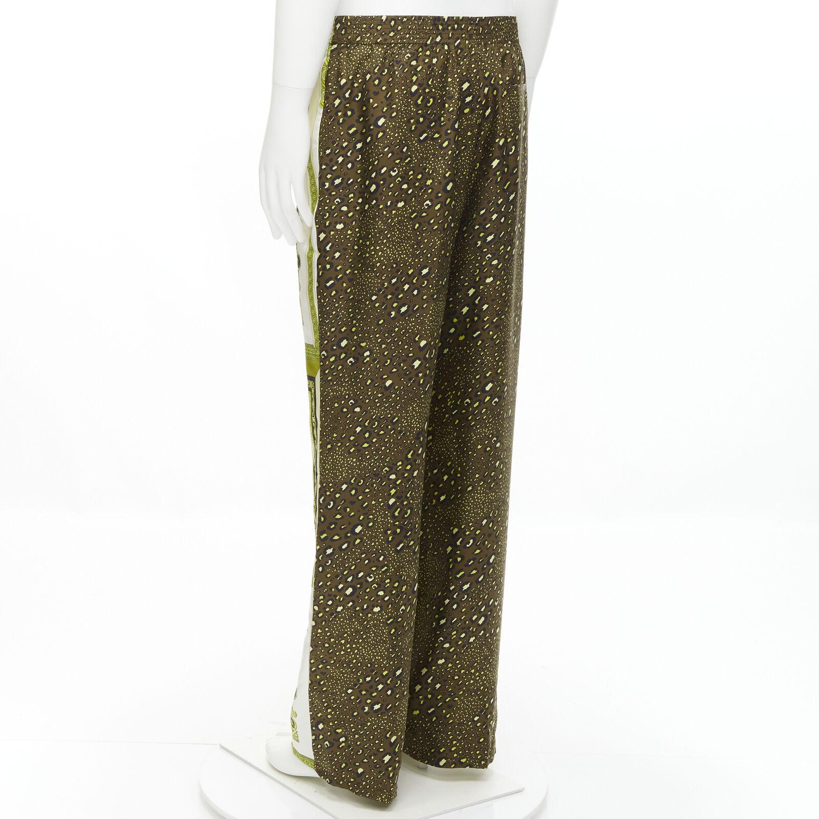 new VERSACE Mosaic Barocco 2021 silk gold baroque leopard relaxed pants IT50 L For Sale 1