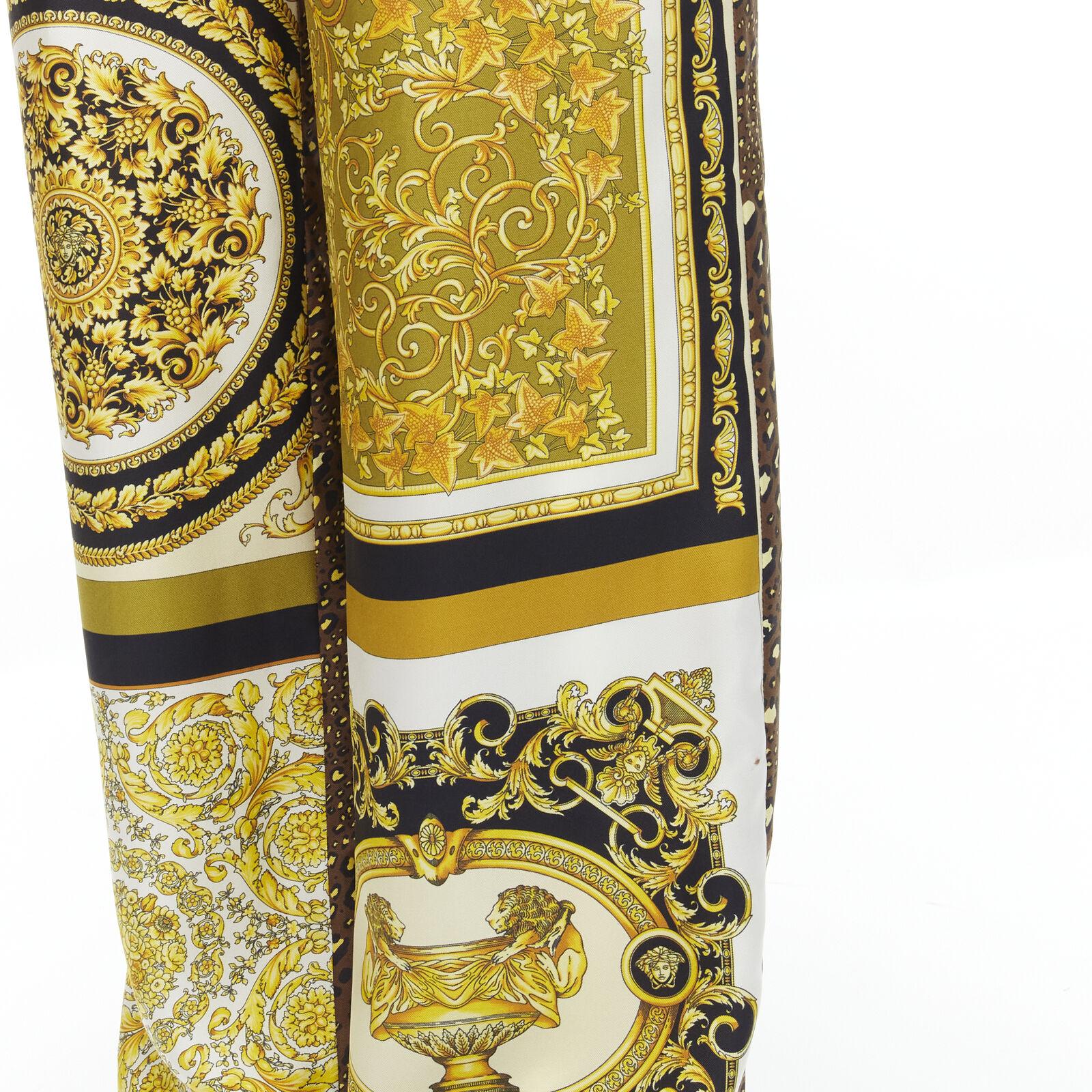 new VERSACE Mosaic Barocco 2021 silk gold baroque leopard relaxed pants IT50 L For Sale 3
