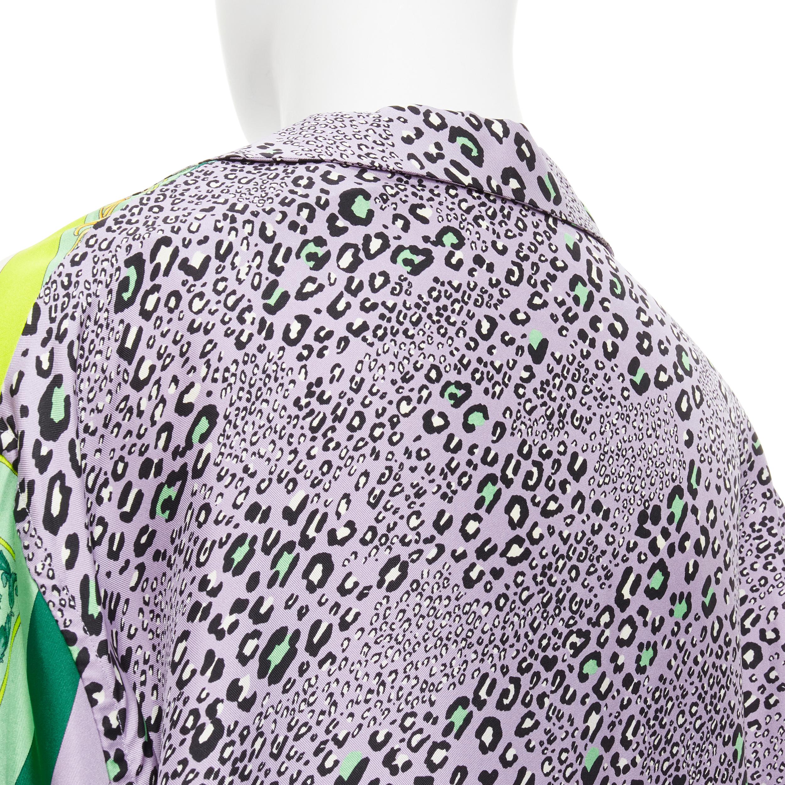 new VERSACE Mosaic Barocco Pop 100% silk green python double sleeve shirt EU40 L 4