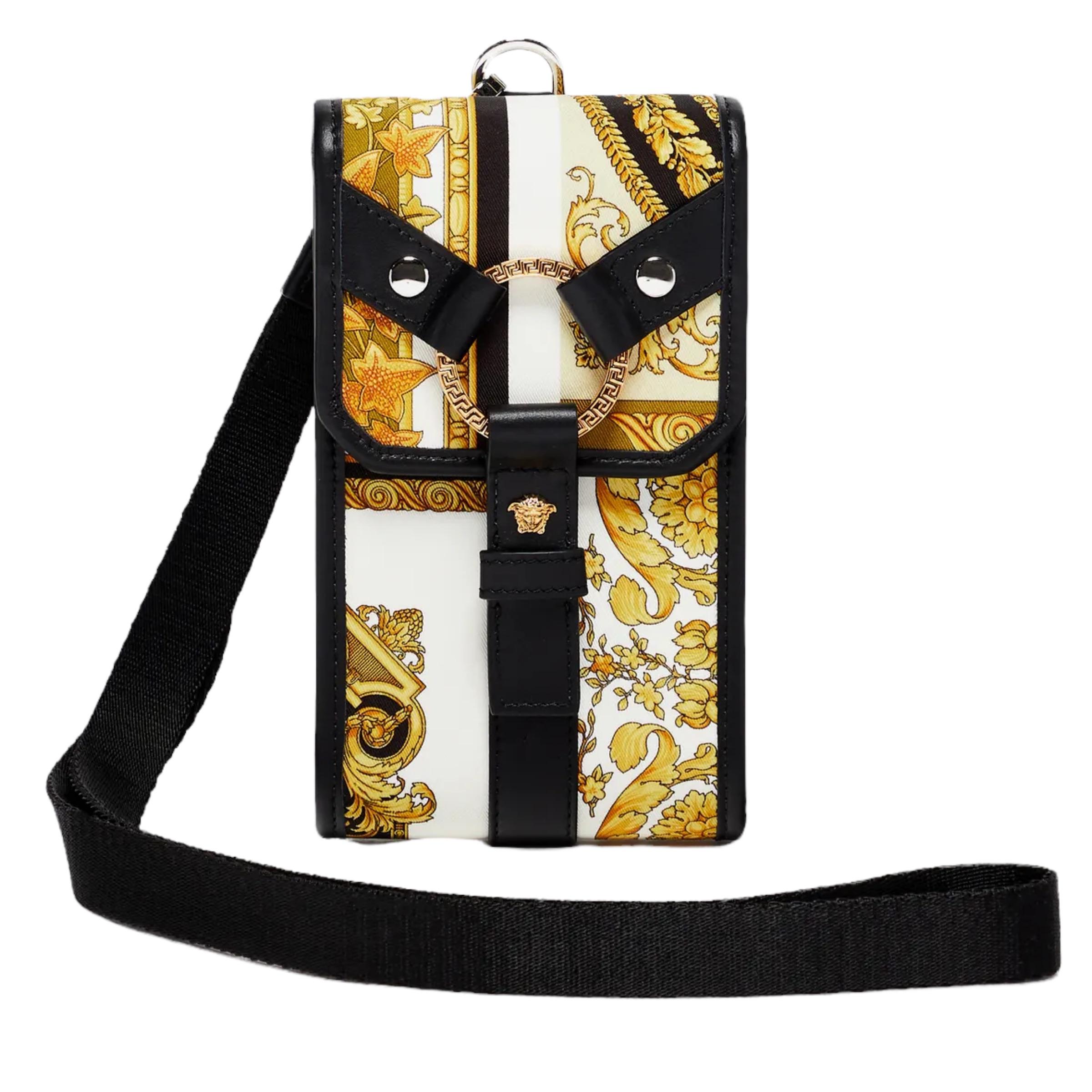 Women's or Men's NEW Versace Multicolor Barocco Bondage Canvas Phone Holder Crossbody Bag For Sale
