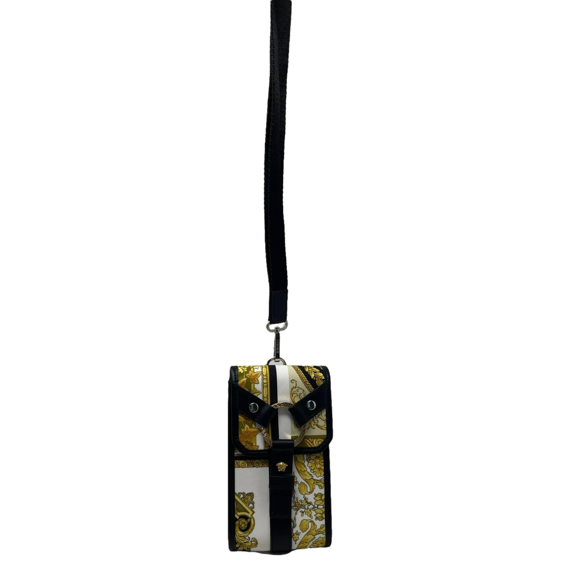 NEW Versace Multicolor Barocco Bondage Canvas Phone Holder Crossbody Bag For Sale 1