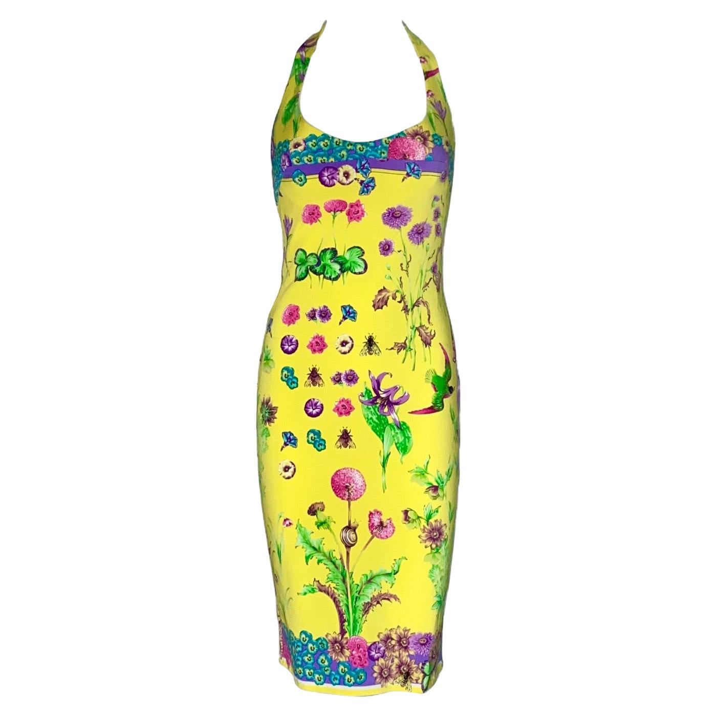 NEW Versace Multicolor Floral Print Silk Medusa Dress as seen on Nicolette