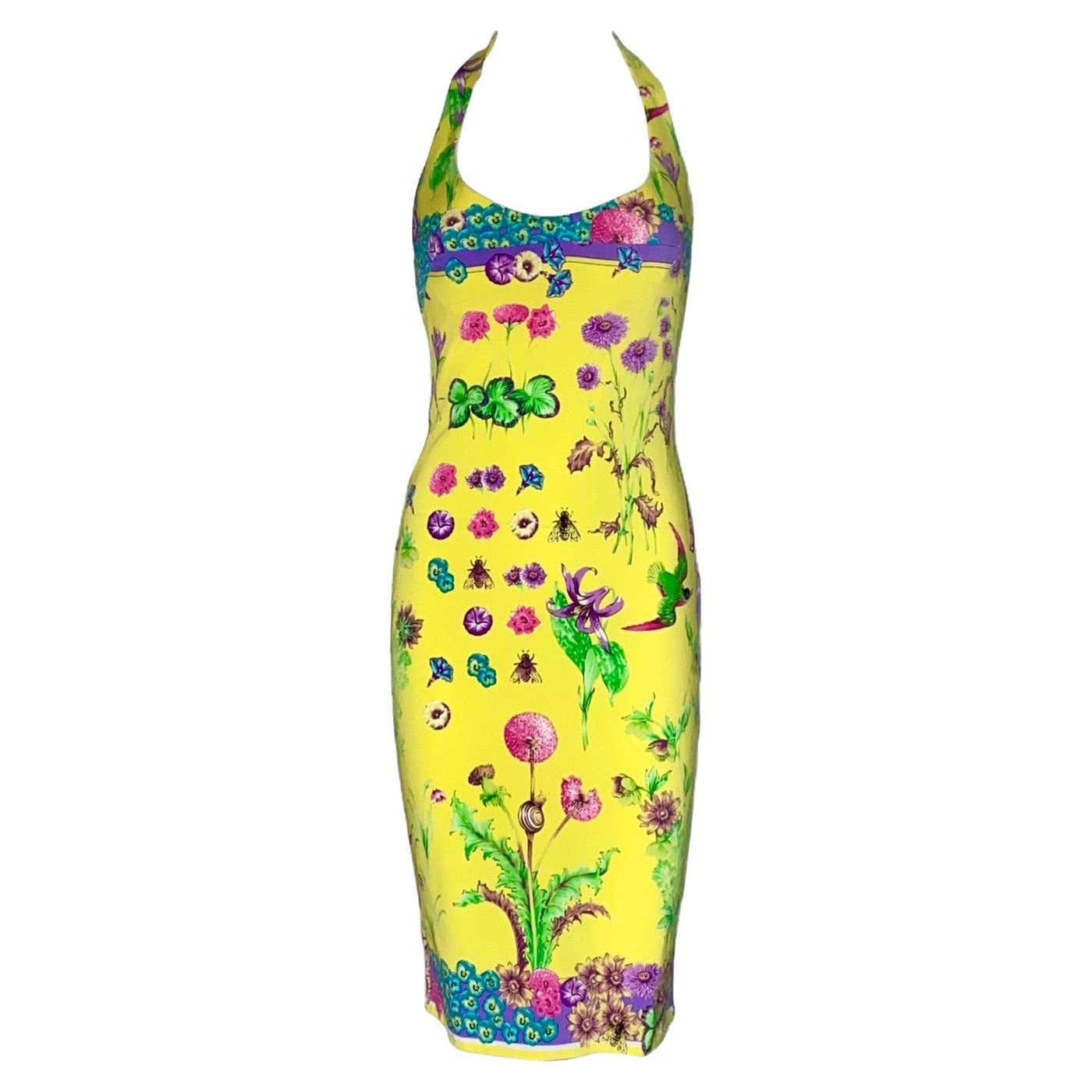 NEW Versace Multicolor Floral Print Silk Medusa Dress as seen on ...