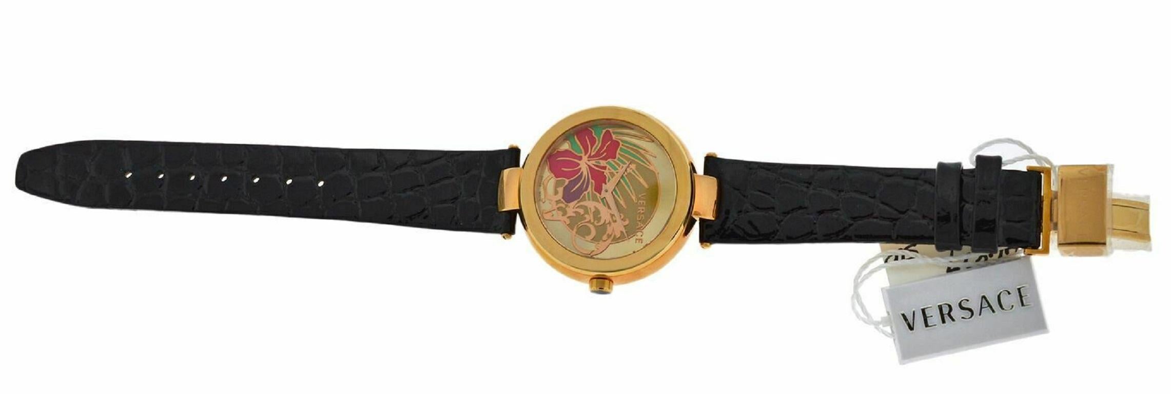 New Versace Mystique Hibiscus I9Q80D2HI S009 Steel Quartz Watch For Sale 1