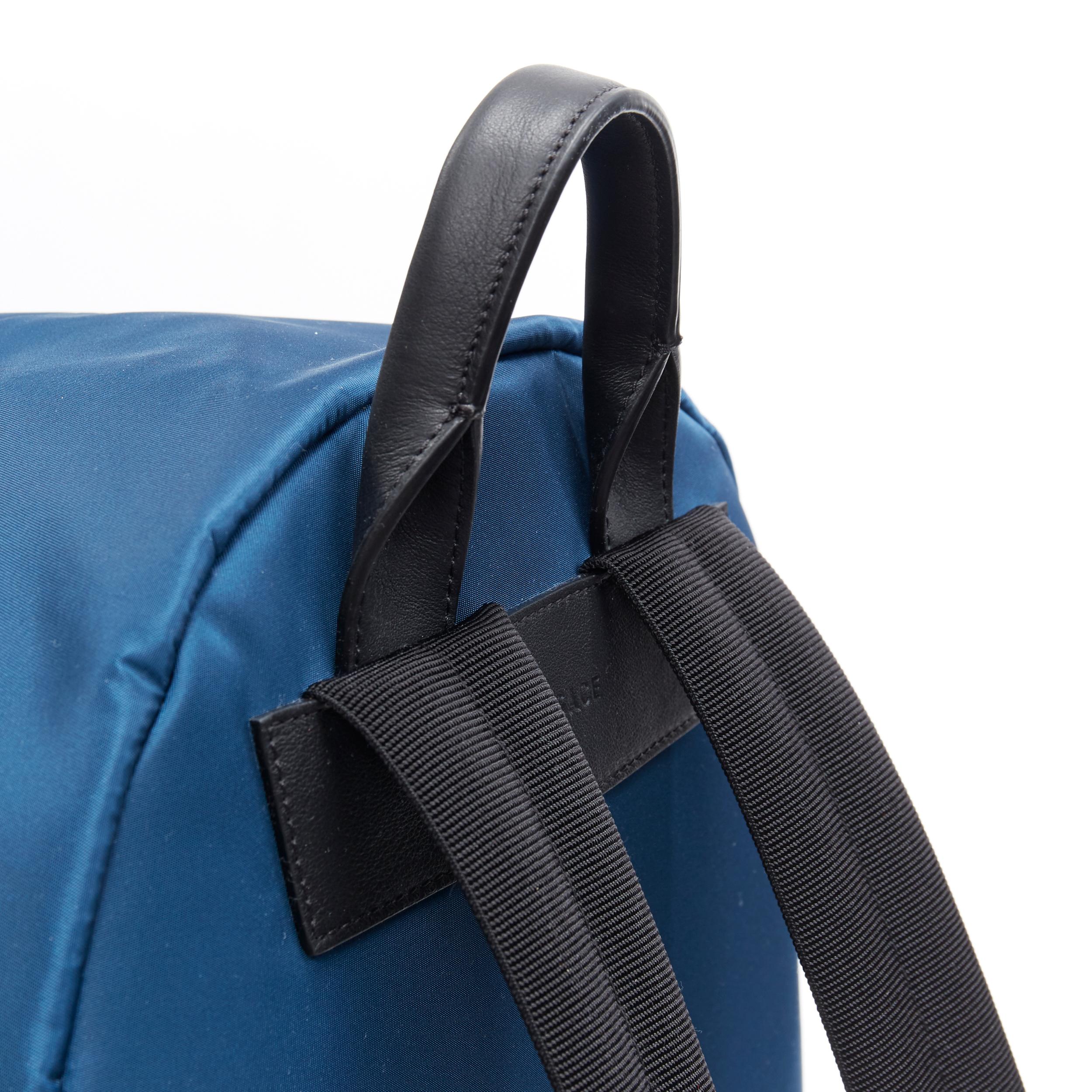 new VERSACE navy blue Palazzo Medusa Greca nylon stitching pocket backpack bag 5