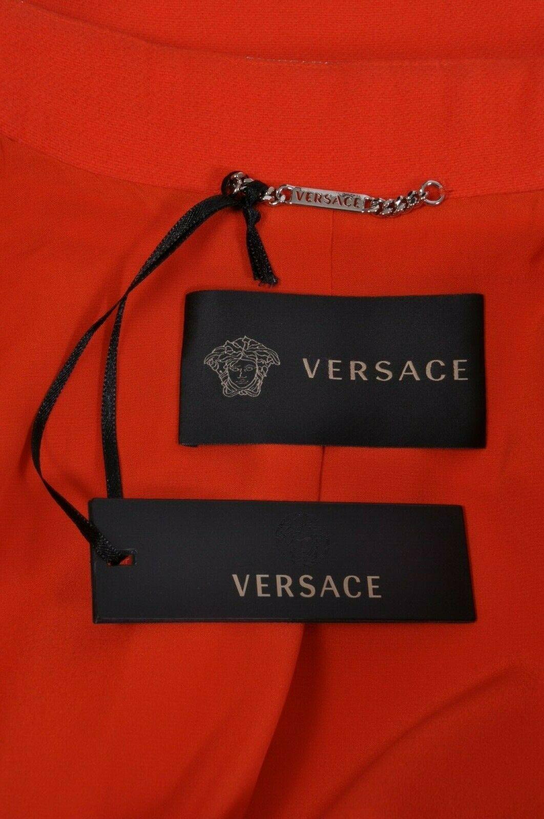 NEW VERSACE ORANGE WOOL and CHAIN MESH COAT 40 - 4 For Sale 6