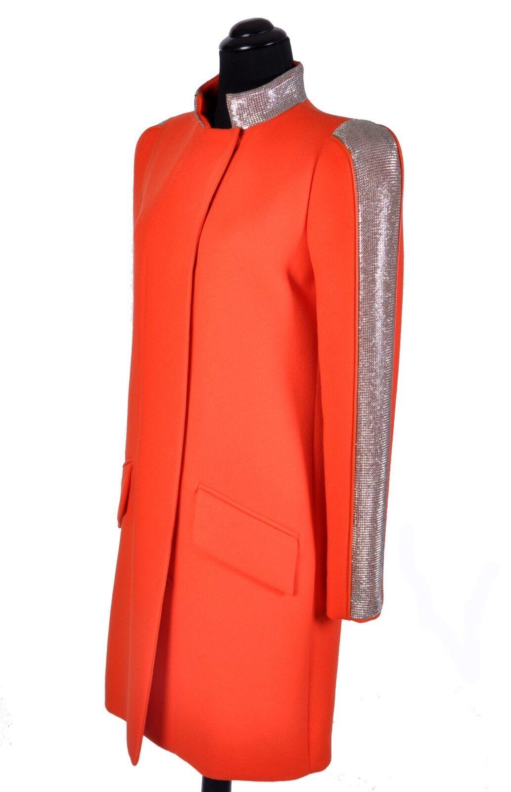NEW VERSACE ORANGE WOOL and CHAIN MESH COAT 40 - 4 For Sale 1