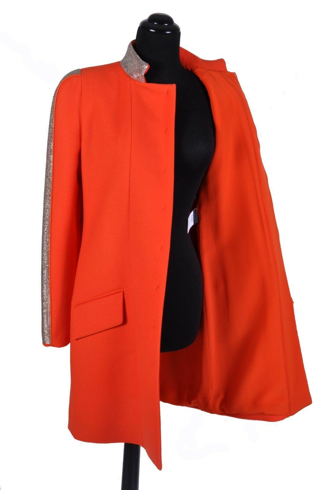 NEW VERSACE ORANGE WOOL and CHAIN MESH COAT 40 - 4 For Sale 5