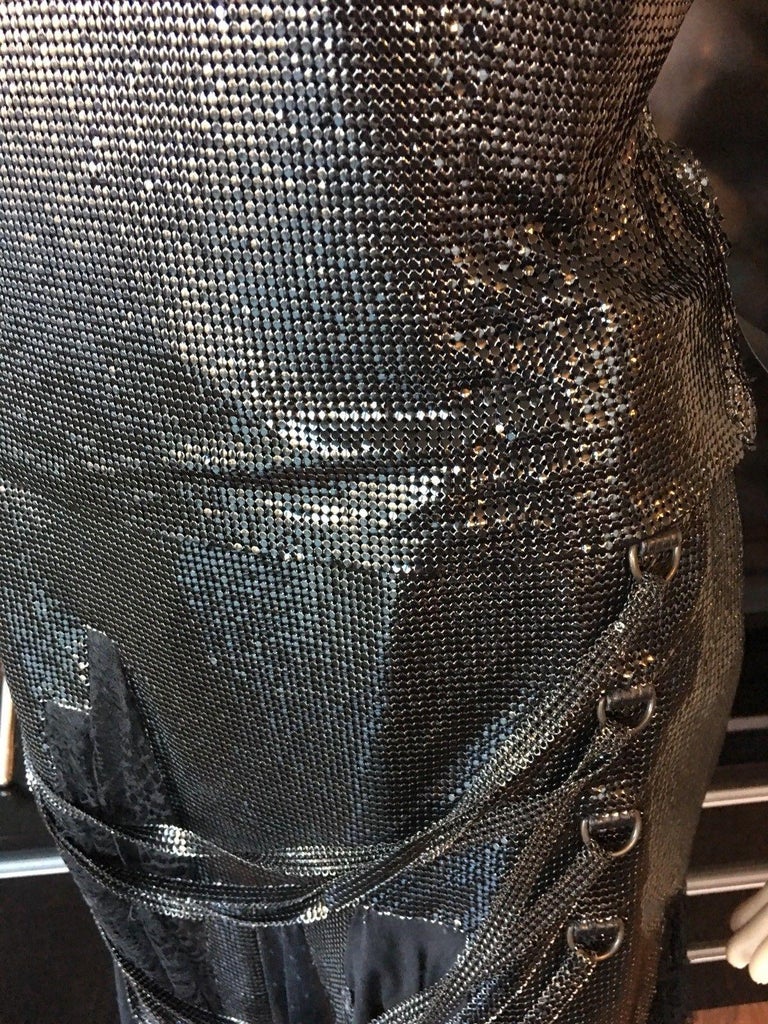 New Versace Oroton Oroton Metal Mesh Chainmail Top And Skirt Suit 2