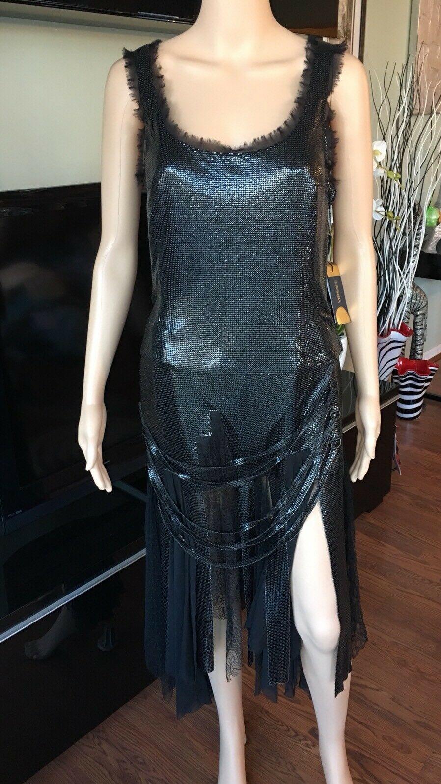 New Versace Oroton Metal Mesh Chainmail Top And Skirt Suit 2 Piece Set 1