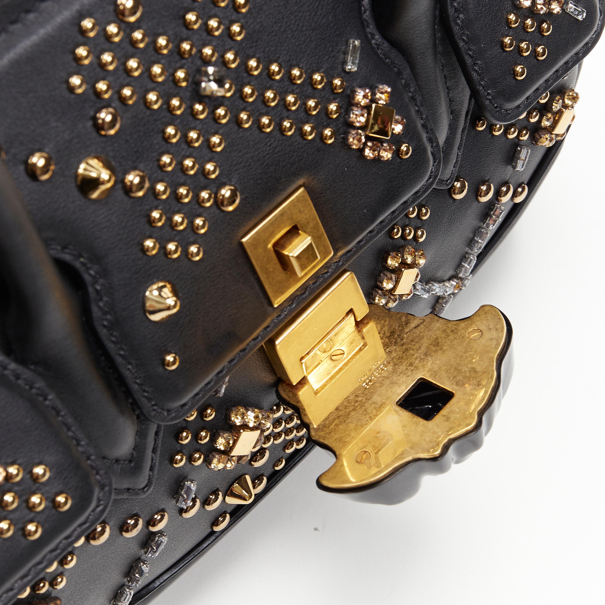 new VERSACE Palazzo Empire black gold crystal stud embellished crossbody bag 5