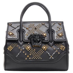 new VERSACE Palazzo Empire black gold crystal stud embellished crossbody bag