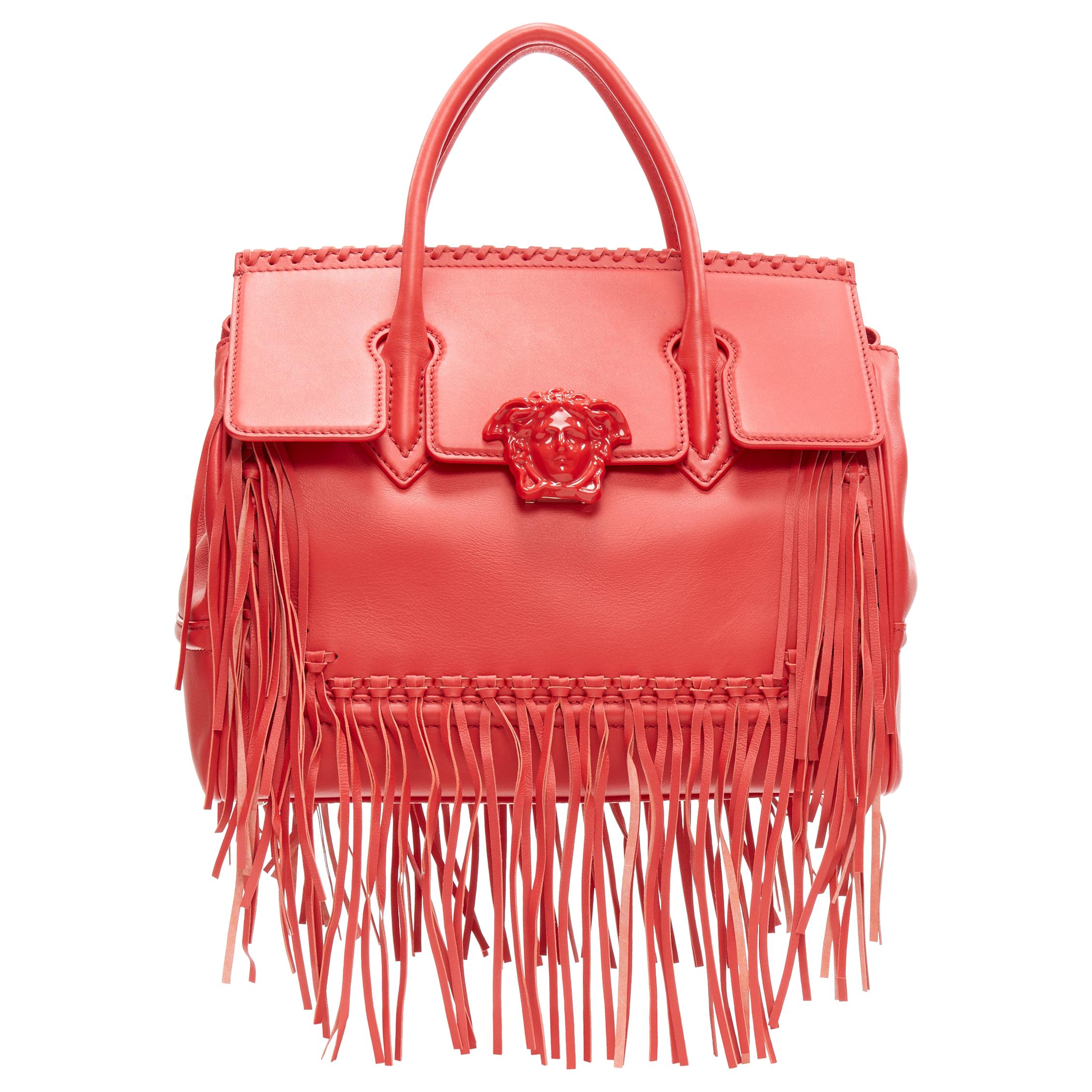 new VERSACE Palazzo Empire Fringe red calf leather Medusa flap shoulder bag  at 1stDibs | versace fringe bag, the fringe lion flap