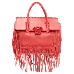 new VERSACE Palazzo Empire Fringe red calf leather Medusa flap shoulder bag