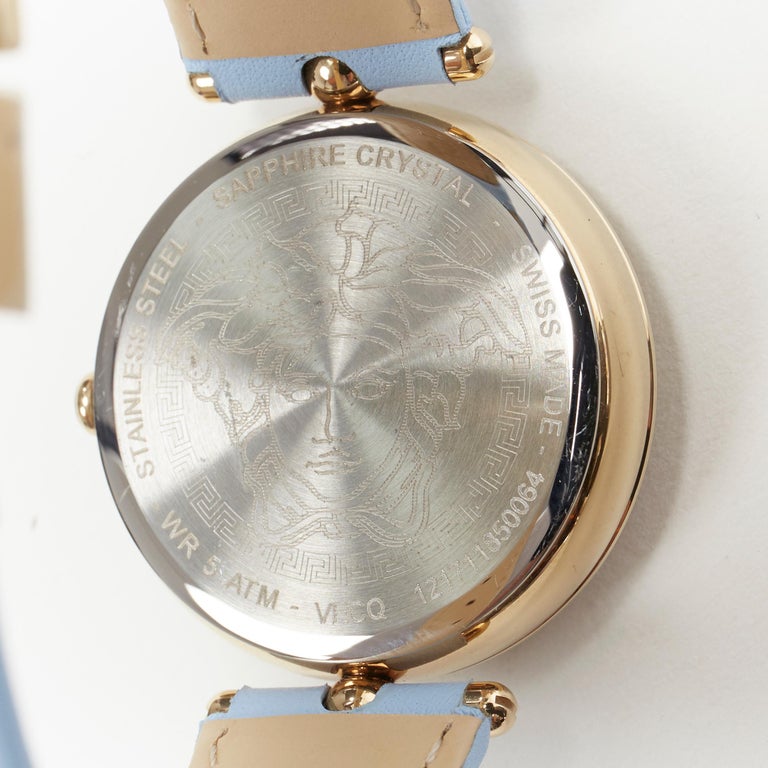 new VERSACE Palazzo Empire gold plated Greca bezel Medusa blue 39mm