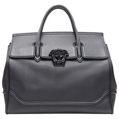 new VERSACE Palazzo Empire Large black calf leather Medusa shoulder satchel bag