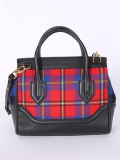 New VERSACE PALAZZO EMPIRE LEATHER TARTAN HANDBAG