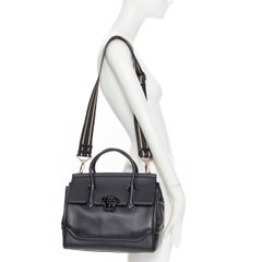 neu VERSACE Palazzo Empire Medium schwarzes Kalbsleder Medusa Schultertasche