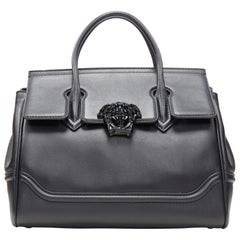 new VERSACE Palazzo Empire Medium black calf leather Medusa shoulder satchel bag