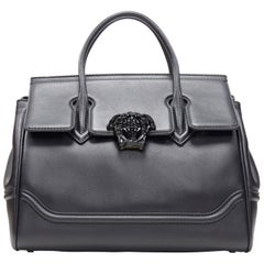 new VERSACE Palazzo Empire Medium classic black calf leather Medusa satchel bag