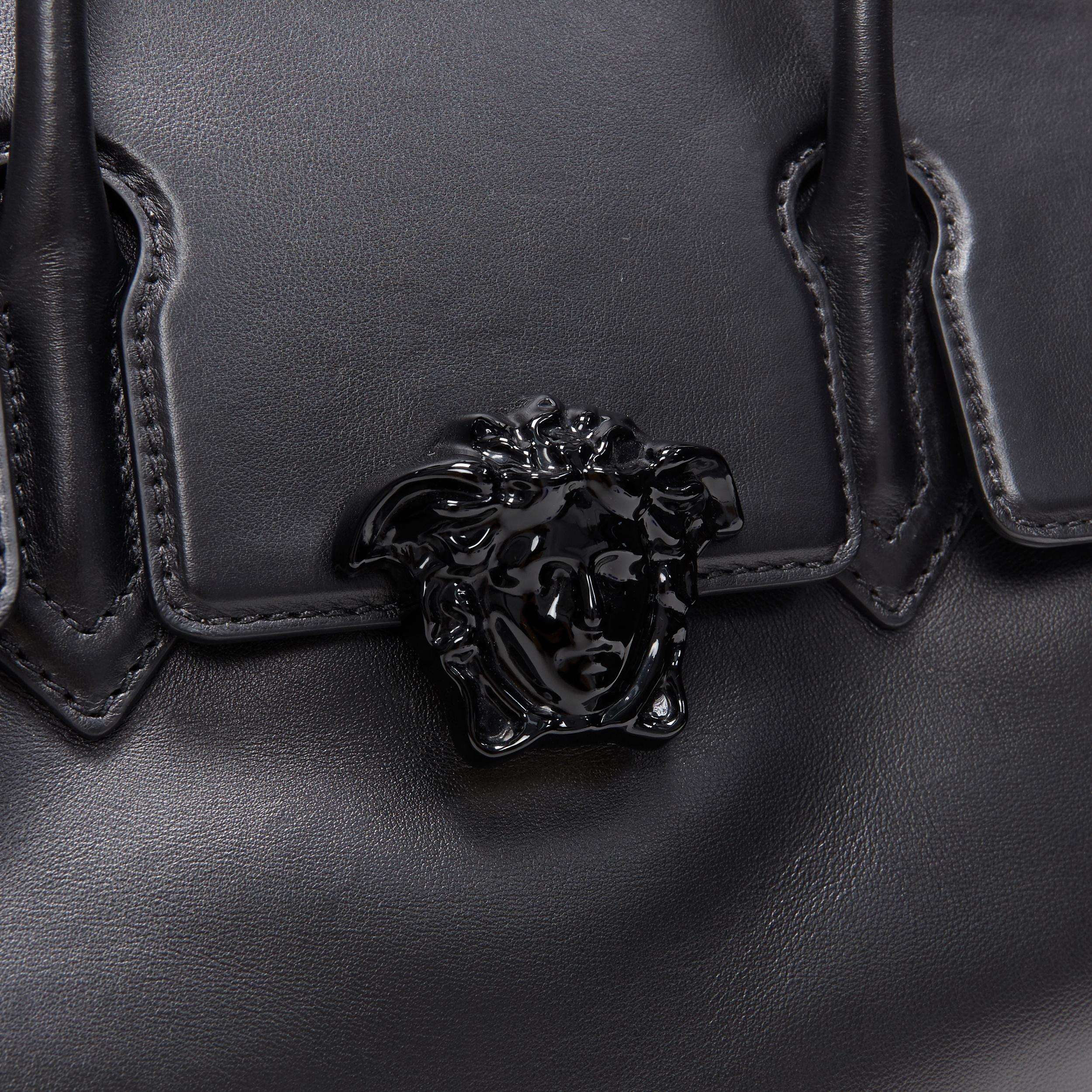 nuovo VERSACE Palazzo Empire Medusa Medium in pelle di vitello nera con patta a tracolla 3