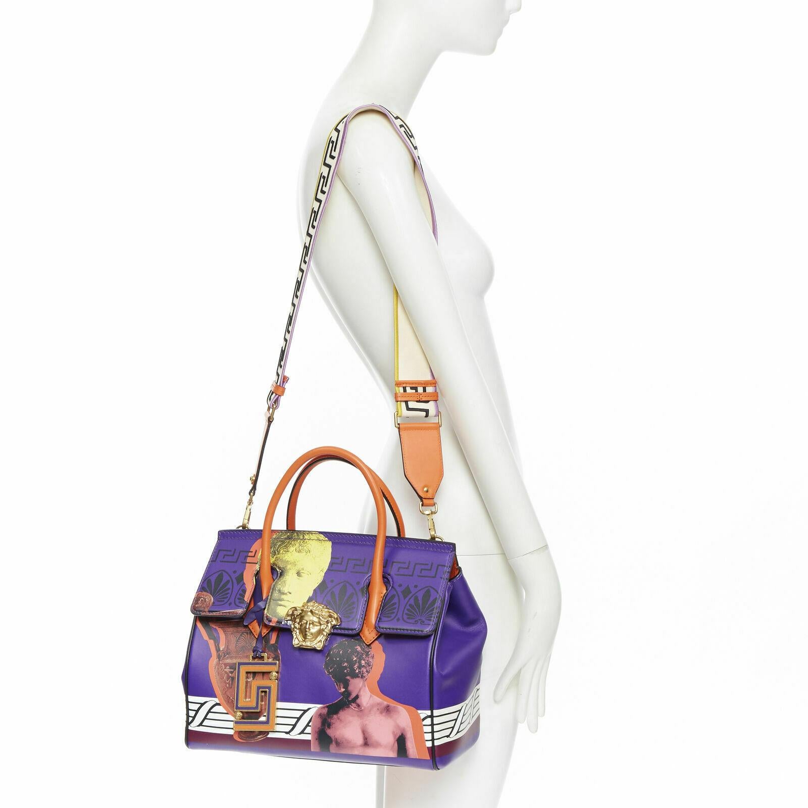 new VERSACE Palazzo Empire Medusa Medium Magna Grecia purple print limited bag 
Reference: TGAS/A04948 
Brand: Versace 
Designer: Donatella Versace 
Model: Palazzo Empire 
Collection: 2018 
Material: Leather 
Color: Purple 
Pattern: Abstract 
Extra