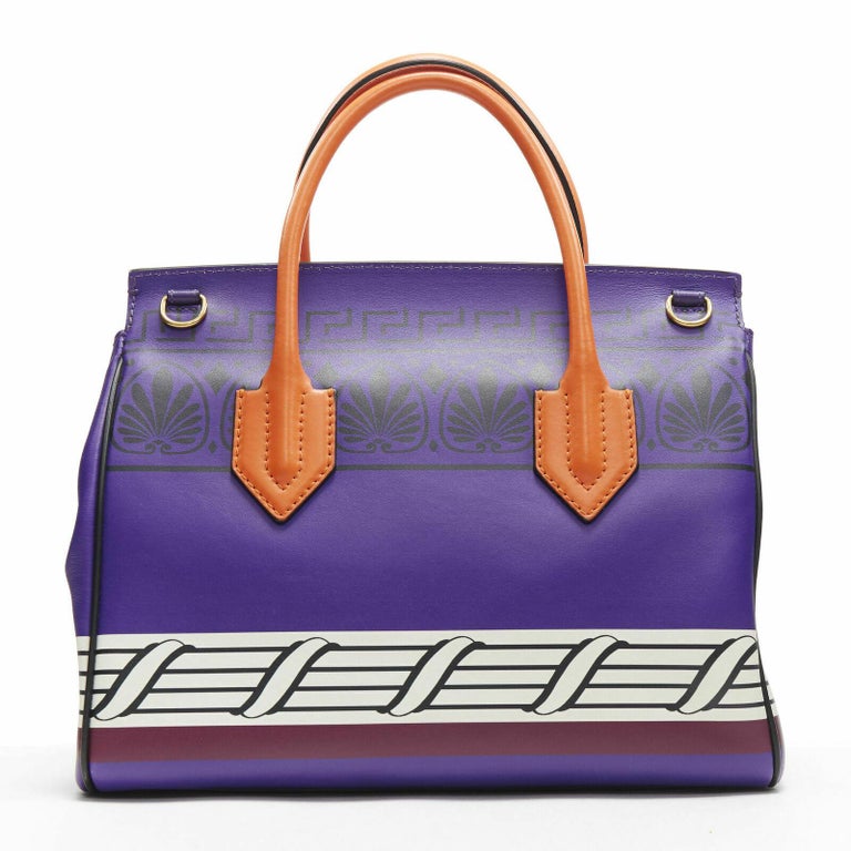 new VERSACE Palazzo Empire Medusa Medium Magna Grecia purple print limited  bag For Sale at 1stDibs
