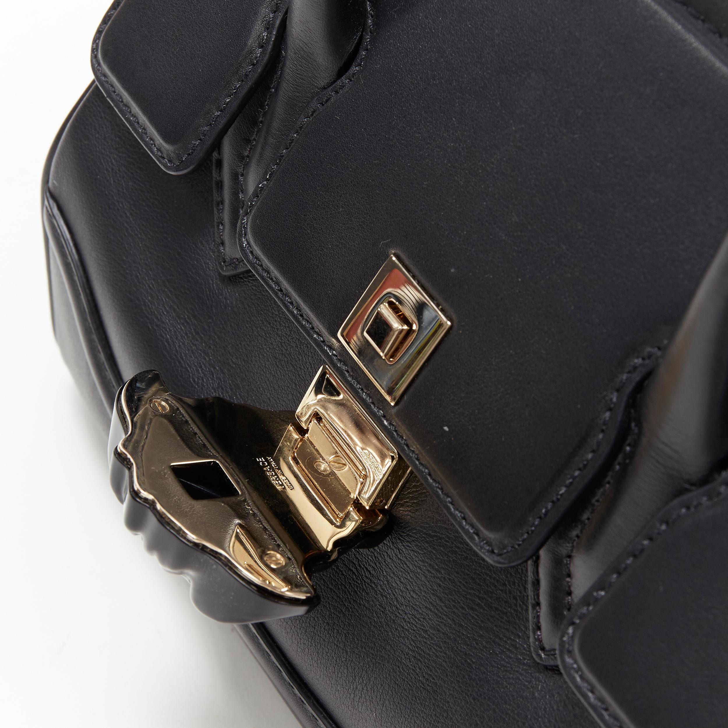 nuovo VERSACE Palazzo Empire Medusa Small in pelle di vitello nera con patta a tracolla 5